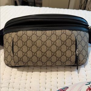 Gucci Beige and Black GG Belt Bag